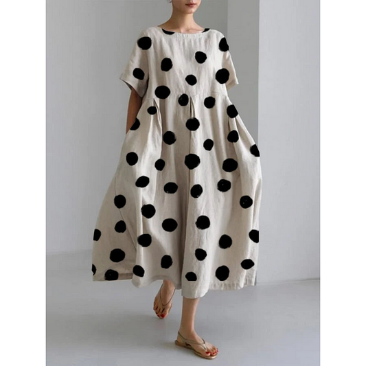 Valentina Women's Polka Dot Summer Dress Casual Long - Fashinoza