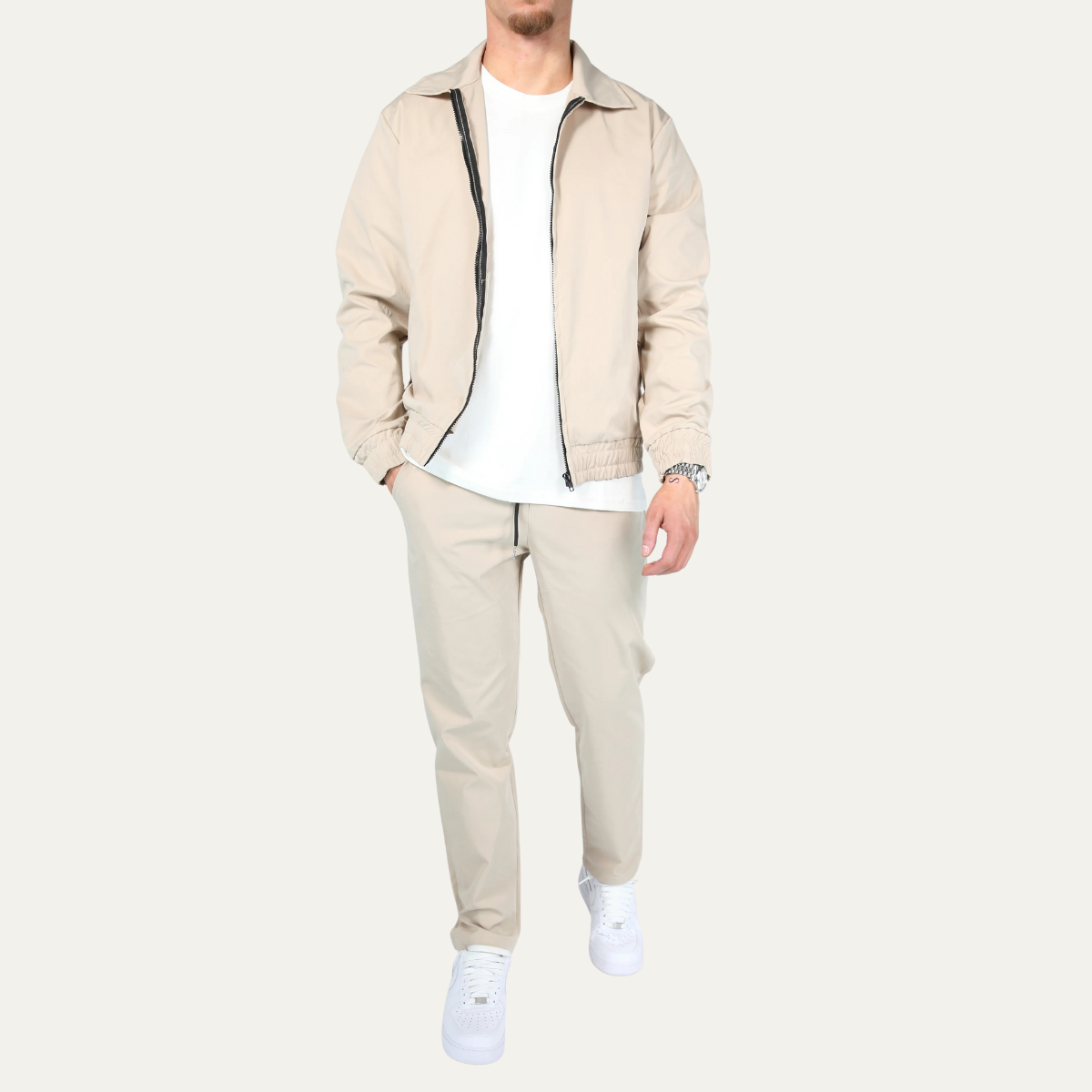 Men's Cotton Jacket And Pants Set Lightweight Apricot