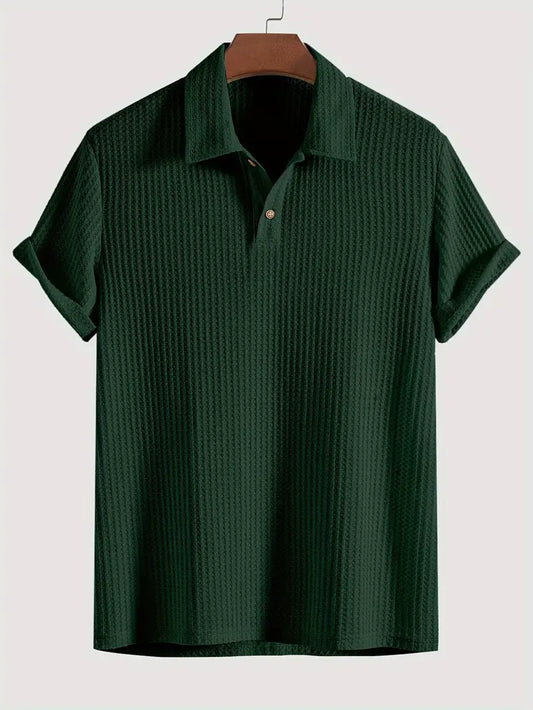 Men's Polo Shirt Solid Textured - Fashinoza