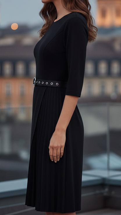 Bella | Women’s Spring Belted Long Sleeve Midi Dress