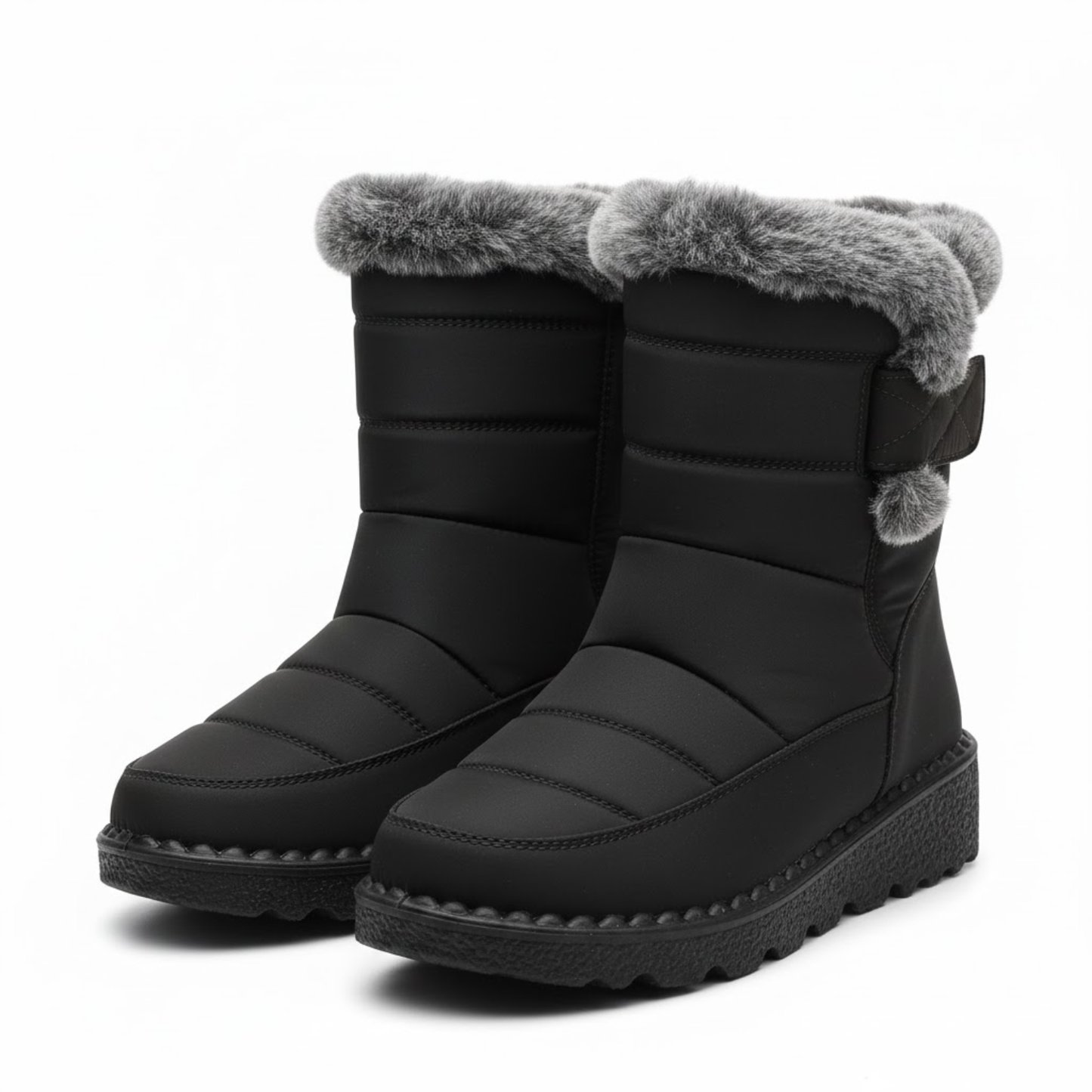Women's Elegant Fur-Lined Winter Ankle Boots Waterproof Low Heel Snow Shoes