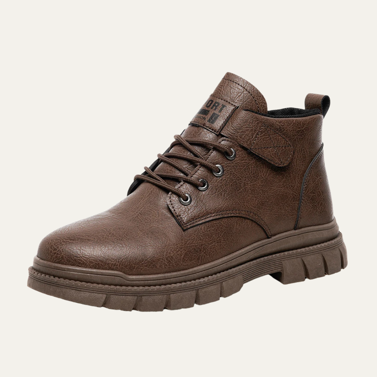 Men's Leather Ankle Boots Rugged Lace Up Outdoor - Fashinoza