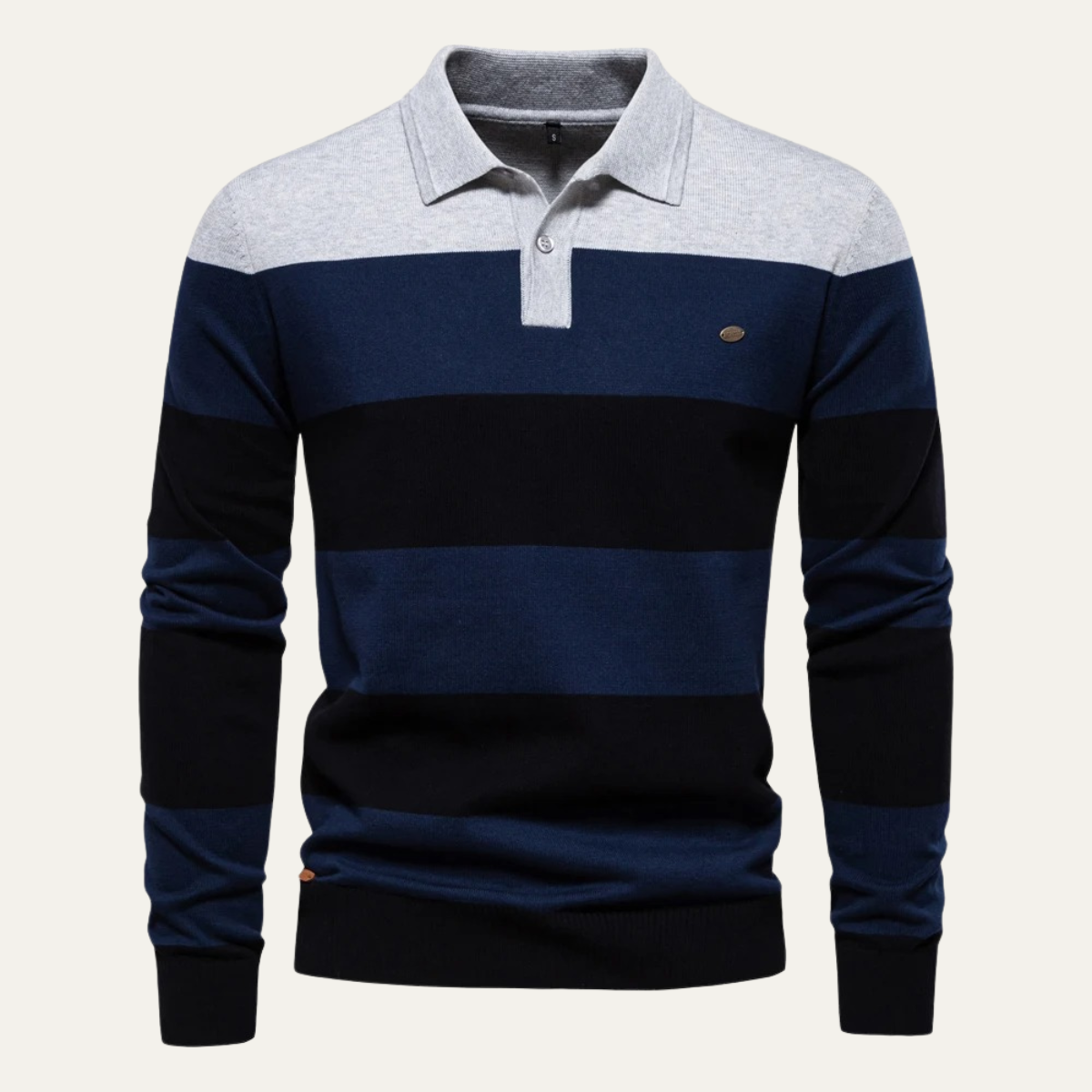 Men's Cotton Striped Polo Sweater