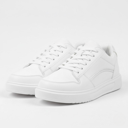 Baasploa Women's Premium Leather Platform Sneakers Anti-Slip Comfort Athletic Skate Shoes