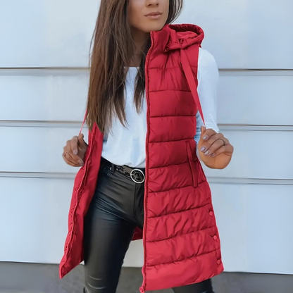 Women’s Long Hooded Puffer Vest