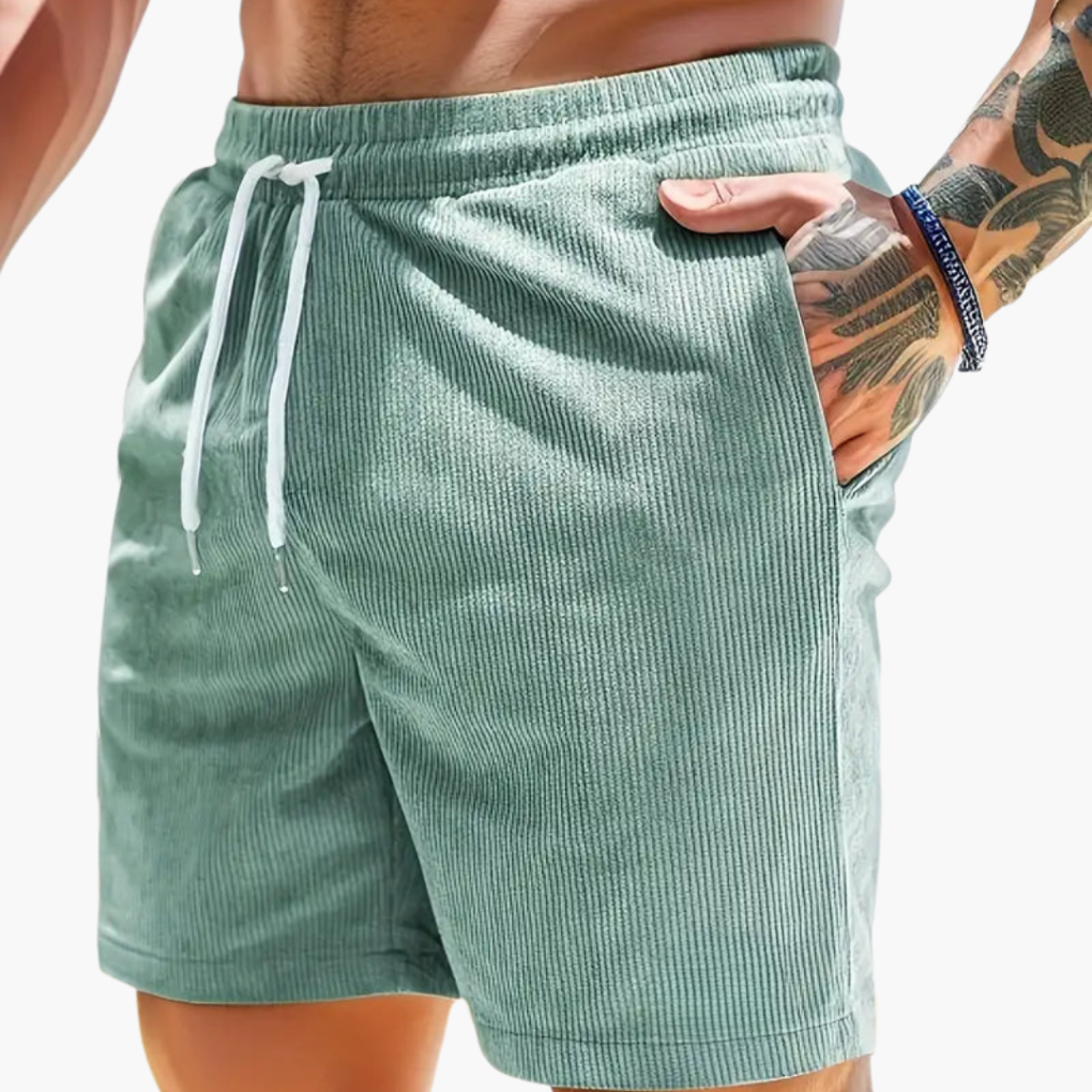 Mens Corduroy Shorts Casual Summer Beige