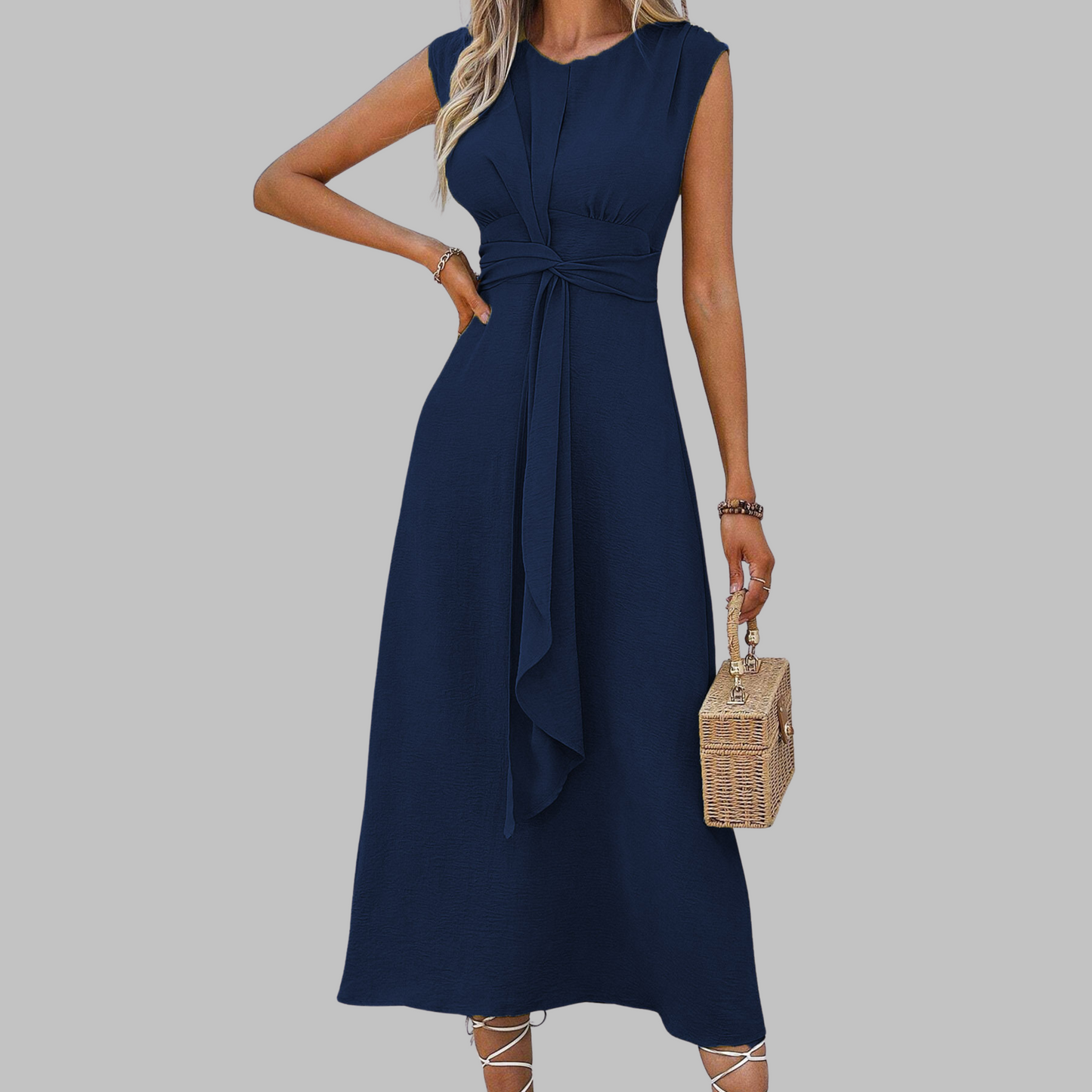 Women's Sleeveless Waist Tie Dress