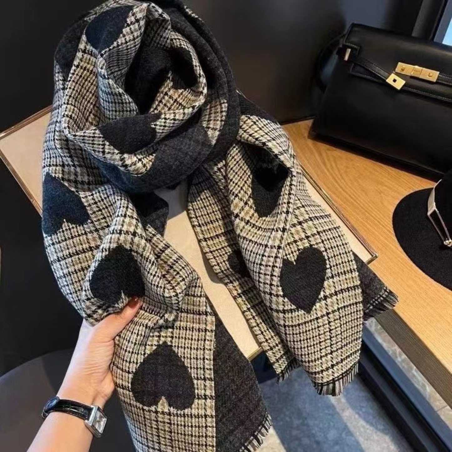 Comfy Plaid Tassel Scarf Soft Warm Double Sided