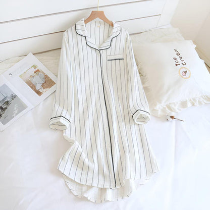 Women's Cotton Gauze Striped Nightgown Lightweight