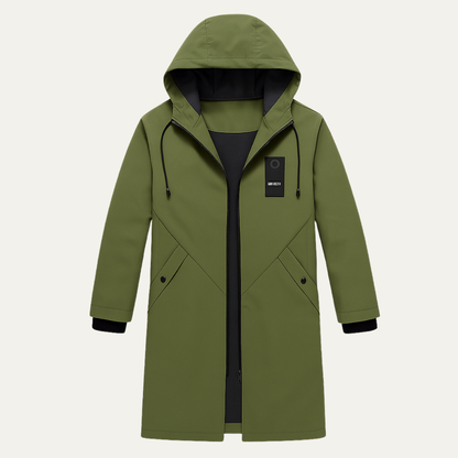 Waterproof Long Rain Jacket Windproof Hooded Coat - Fashinoza