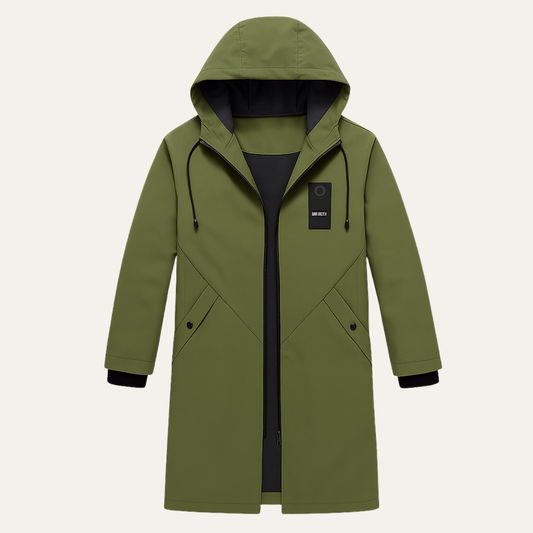 Waterproof Long Rain Jacket Windproof Hooded Coat - Fashinoza
