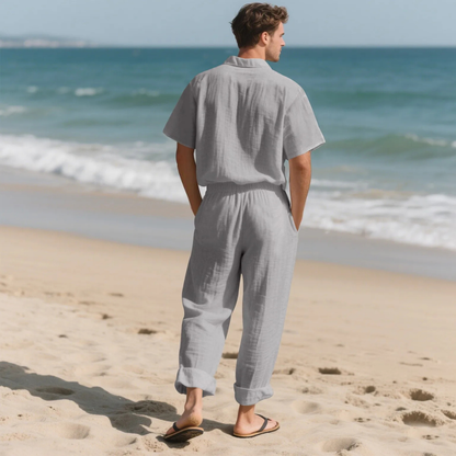 Men's Casual Two Piece Suit Lightweight Silver