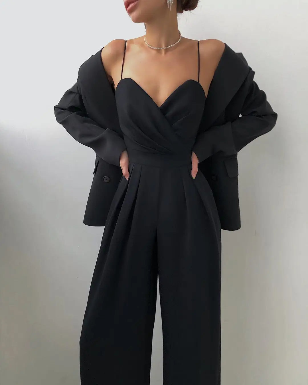 Women's Sleeveless Jumpsuit High Waist Wide Leg - Fashinoza