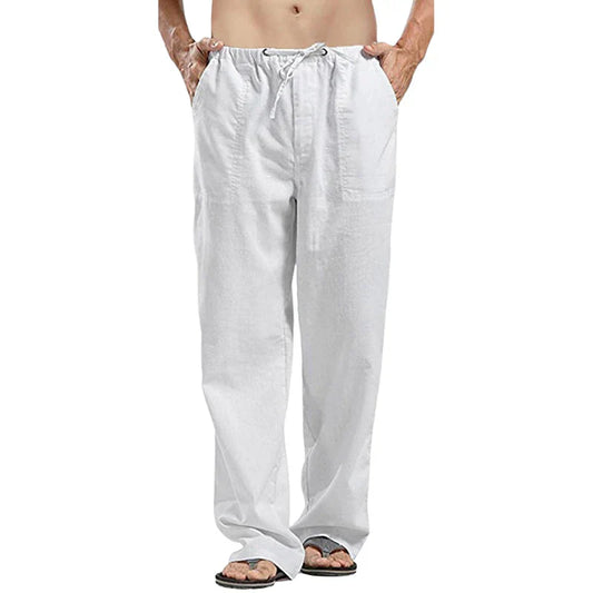 Men's Linen Pants Breathable Oversized Fit - Fashinoza