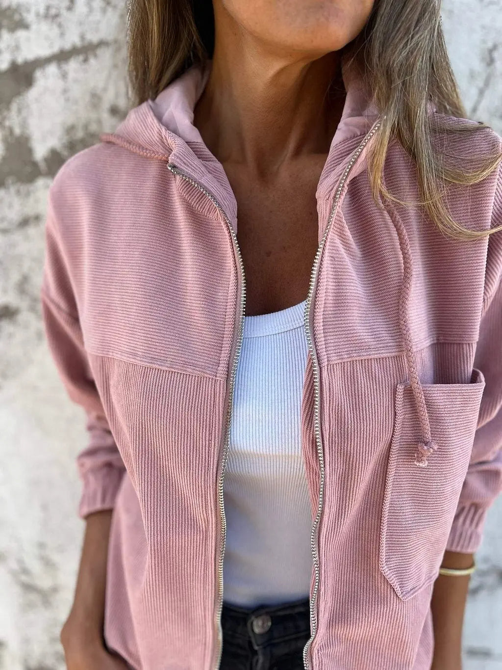 Corduroy Hooded Jacket Casual