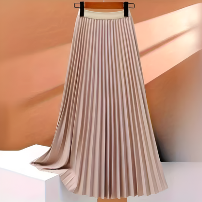 Women's High-Waist Satin Pleated Skirt