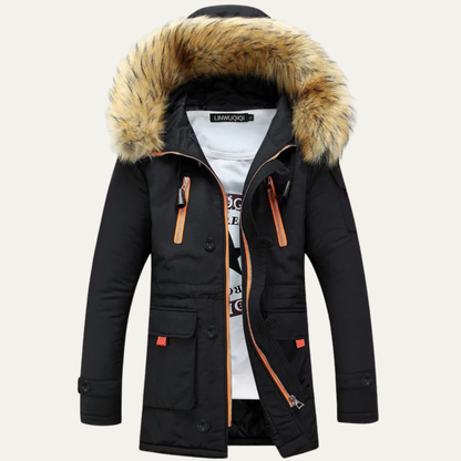Men's Thick Fur Collar Parka Jacket