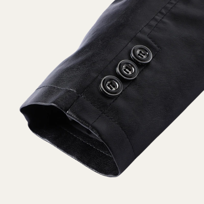 Men's Leather Button Up Winter Jacket