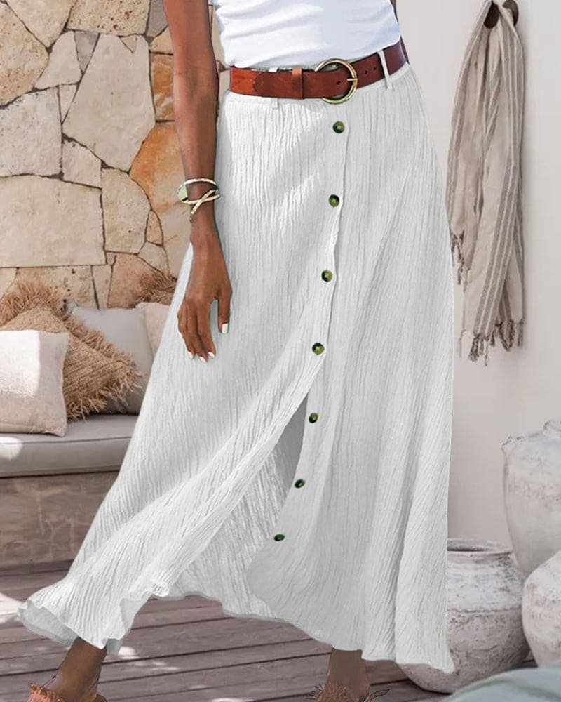 Women's Long Monochrome Skirt All-Day Comfort - Fashinoza