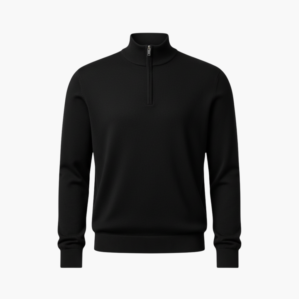 Men's Quarter Zip Pullover Ribbed Hem - Fashinoza