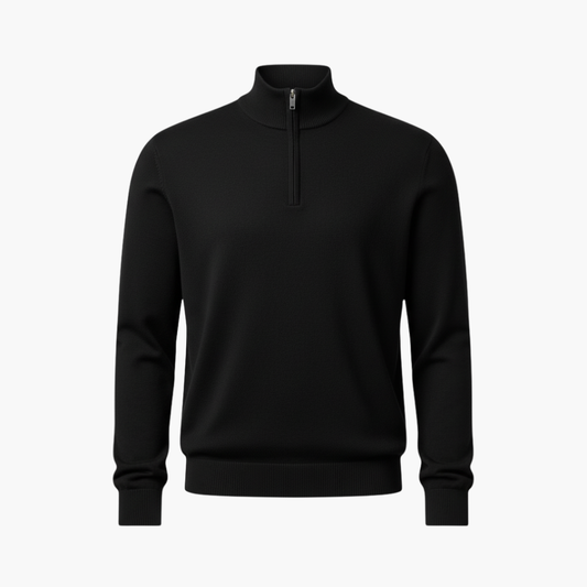 Men's Quarter Zip Pullover Ribbed Hem - Fashinoza