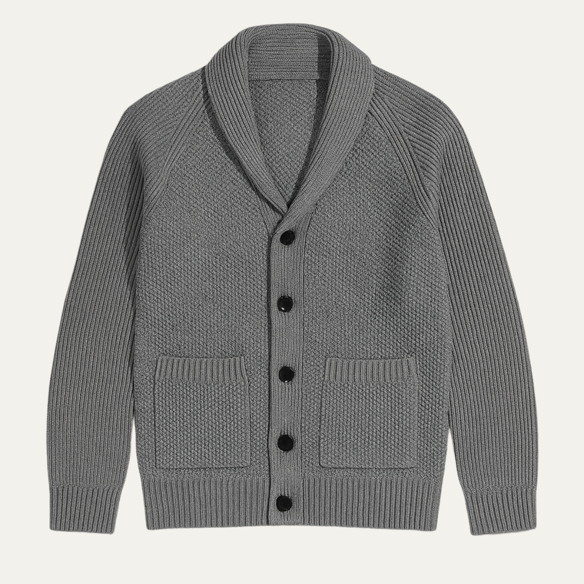 Men's Shawl Collar Cardigan Knit With Front Pockets - Fashinoza