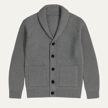 Men's Shawl Collar Cardigan Knit With Front Pockets - Fashinoza