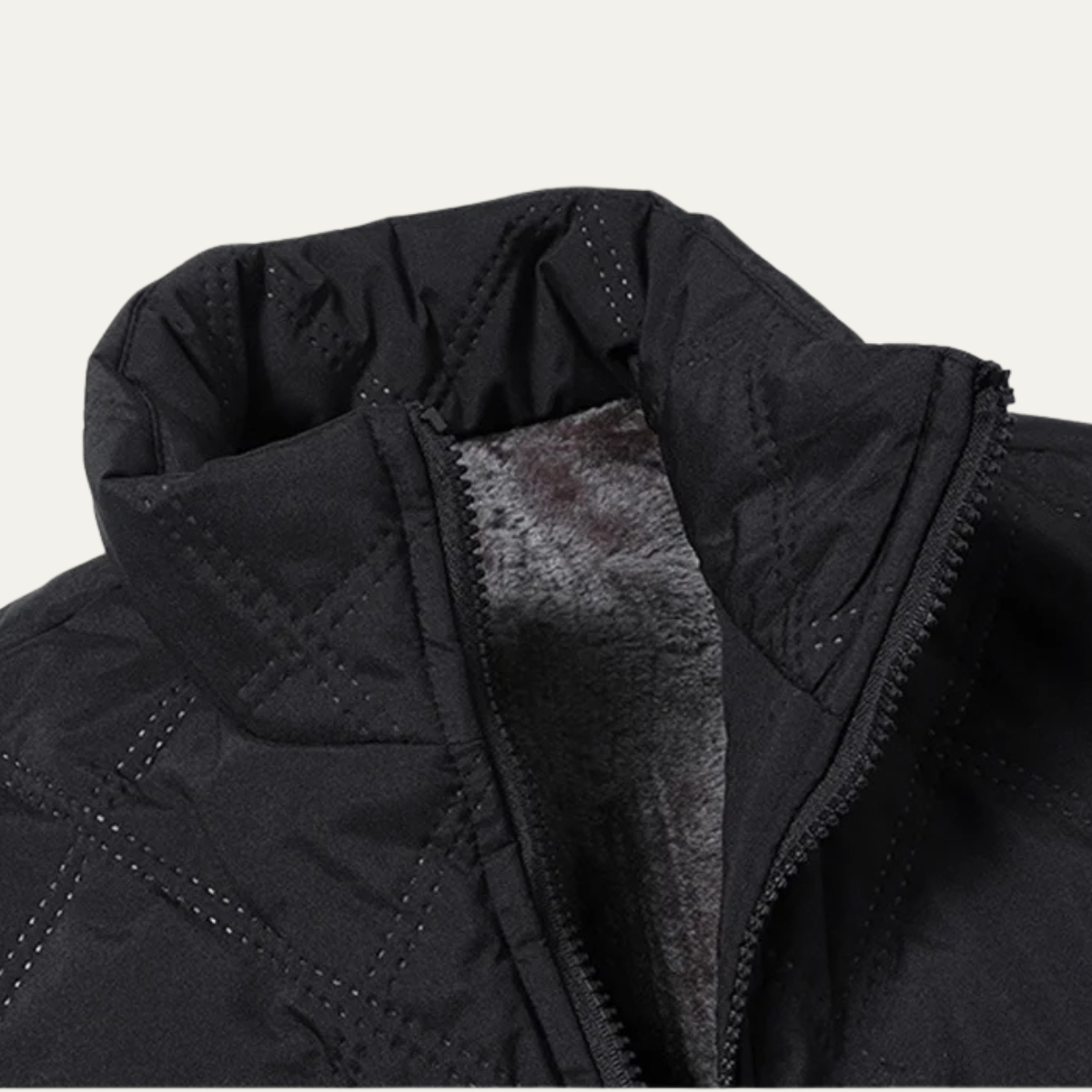 Men's Quilted Jacket Windproof Thermal Padded Fleece Lining
