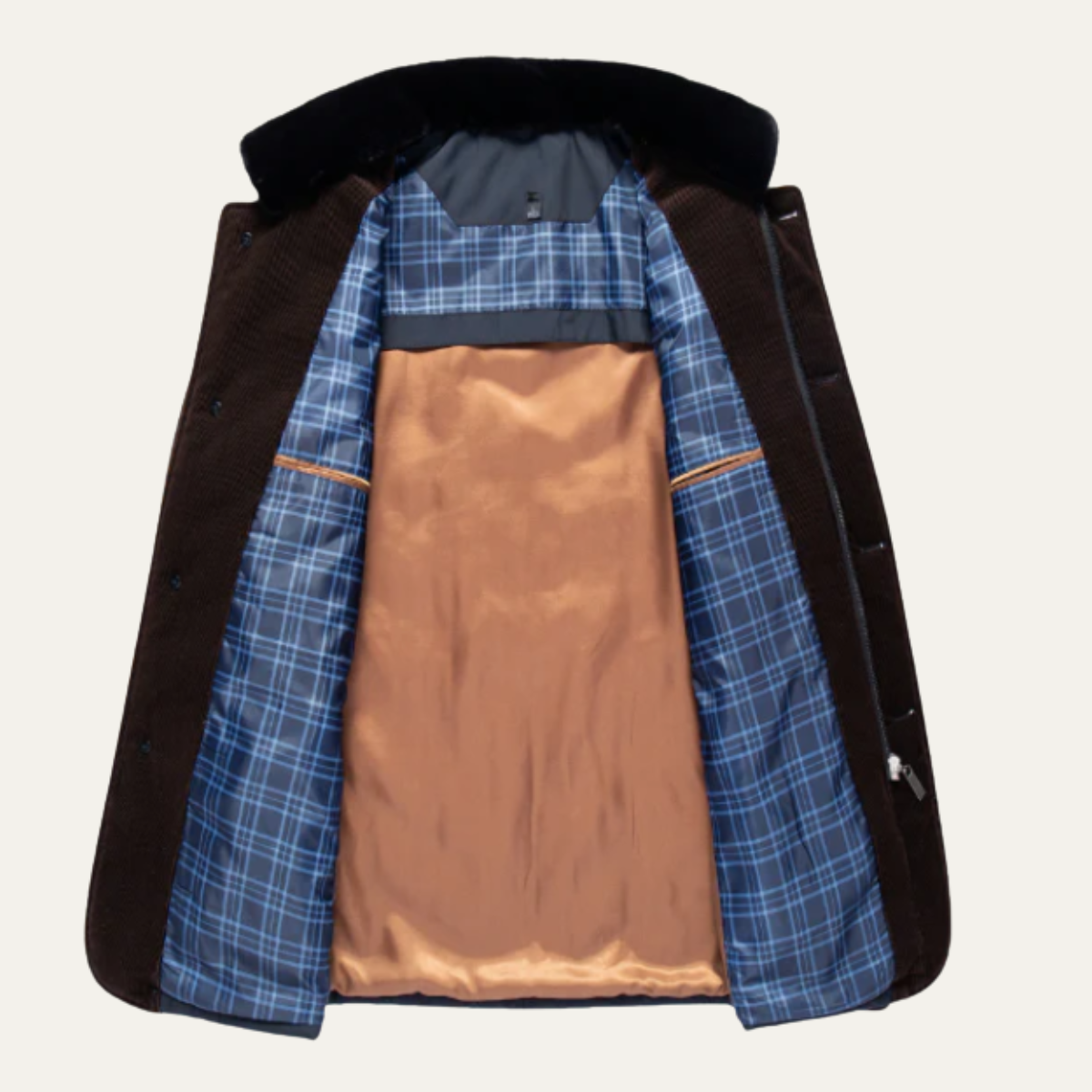 Men's Quilted Padded Winter Jacket Velvet Collar
