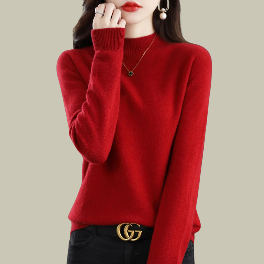Emma | Women’s Blush Minimal Mock Neck Pullover