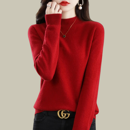 Emma | Women’s Blush Minimal Mock Neck Pullover