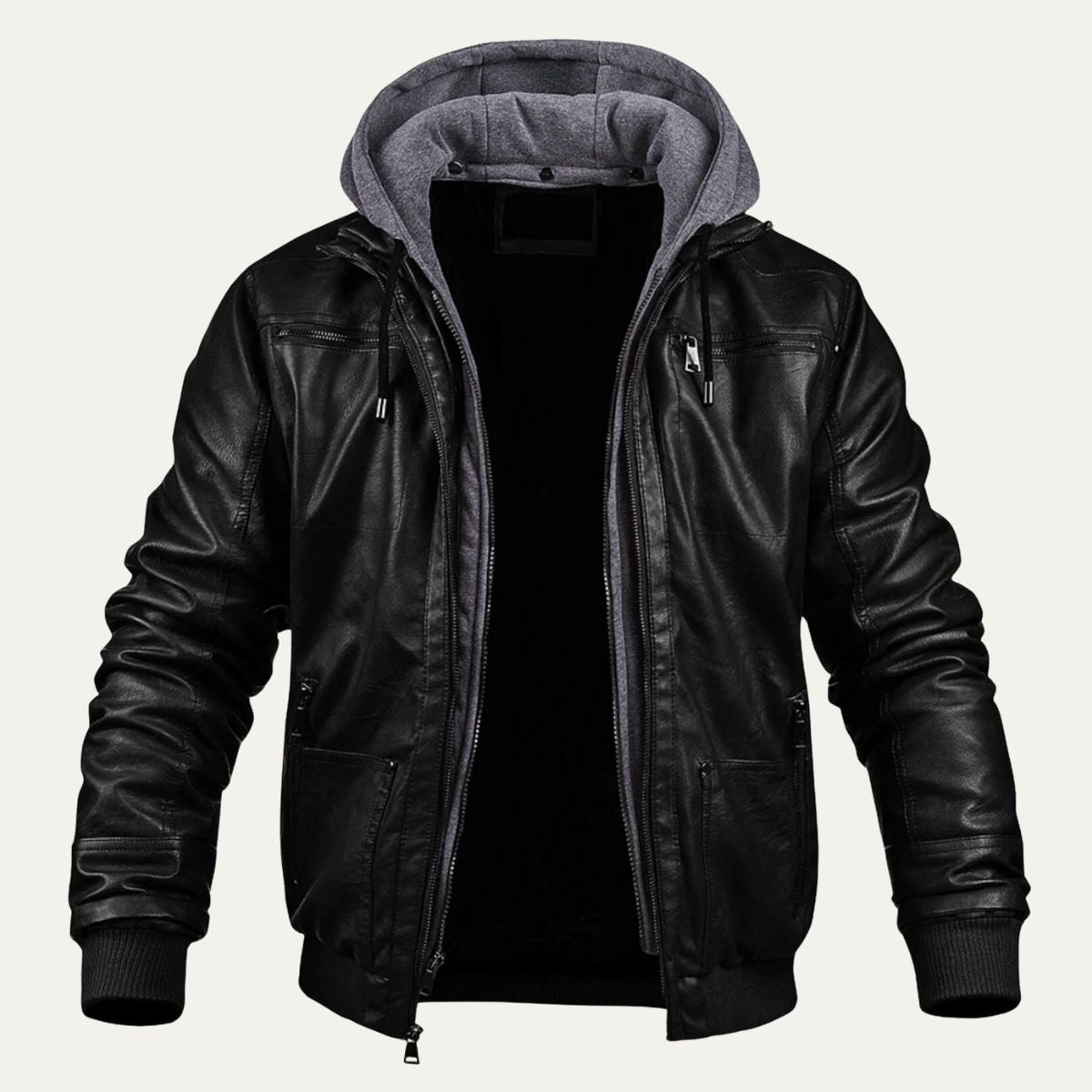 Men's Modern Leather Jacket Warm Brown - Fashinoza