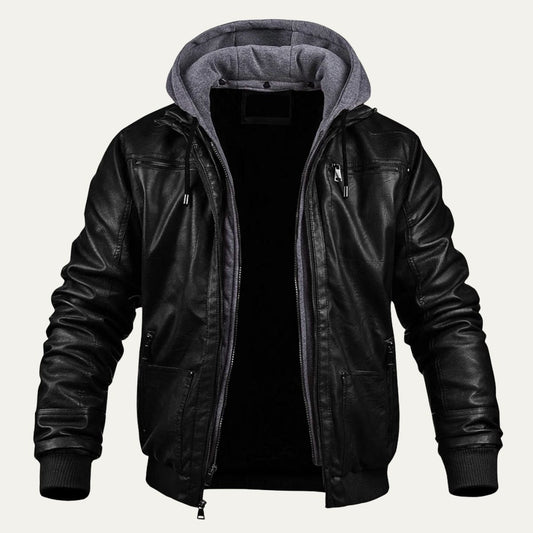 Men's Modern Leather Jacket Warm Brown - Fashinoza