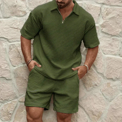 Men's Polo Shorts Set Red