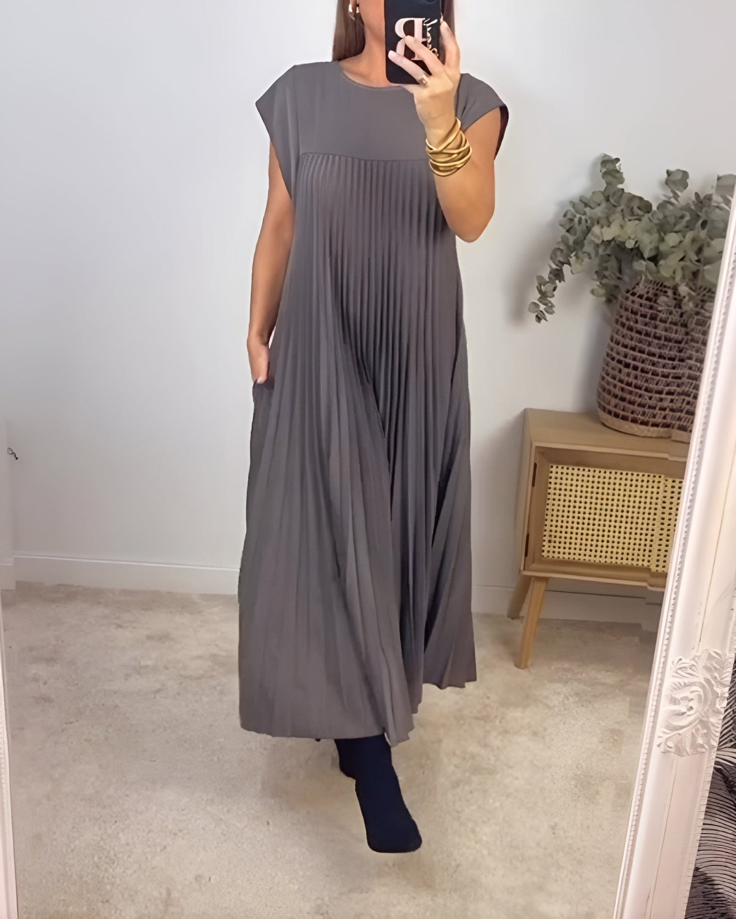 Women's Pleated Evening Dress Elegant