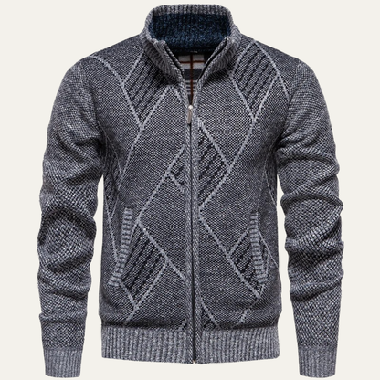 Men's Casual Knit Zip Up Jacket