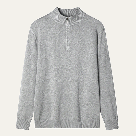 Men's Classic Mock Neck Half Zip Sweater - Fashinoza