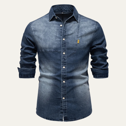 Mens Slim Fit Denim Shirt Cowboy Style Blue