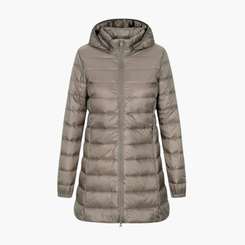 Women's Down Parka Coat Hooded Long Black