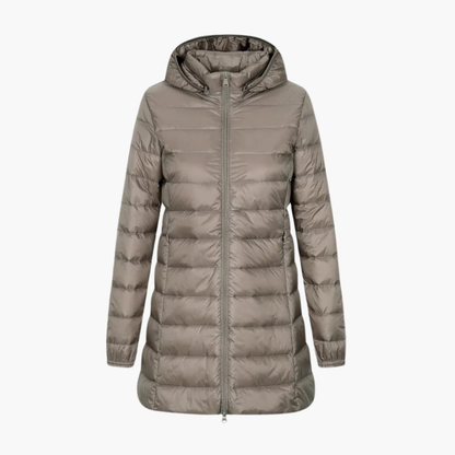 Women's Down Parka Coat Hooded Long Black