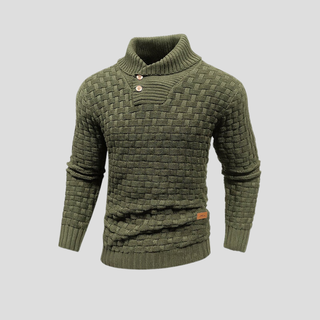 Men's Half Collar Button Up Sweater
