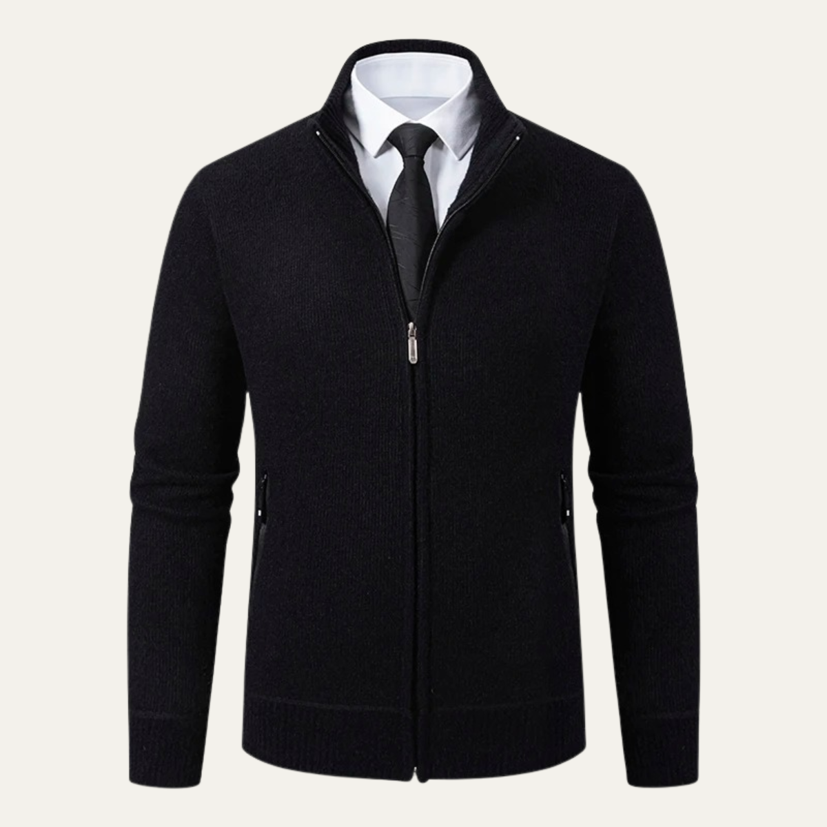 Men's Knit Zip Cardigan With Pockets - Fashinoza