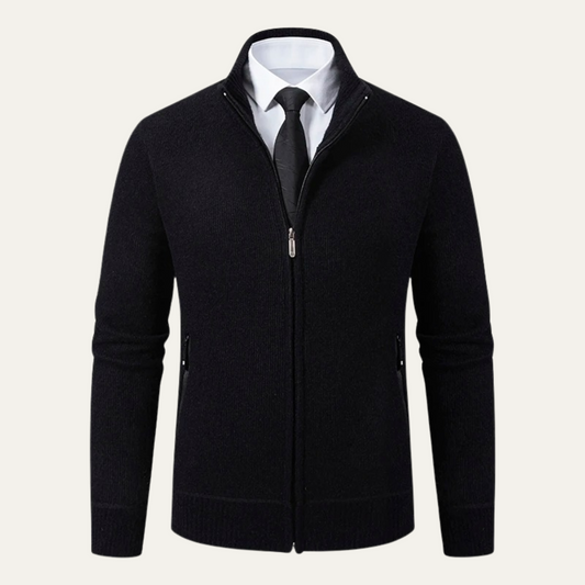 Men's Knit Zip Cardigan With Pockets - Fashinoza