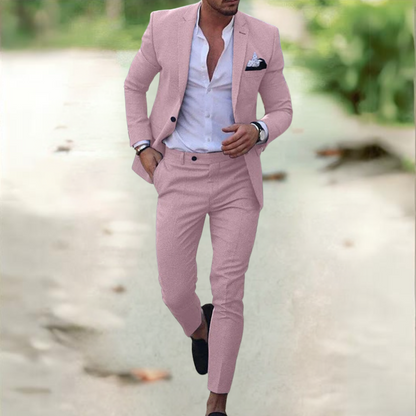 Men's 2-Piece Suit Buttoned Jacket And Pants