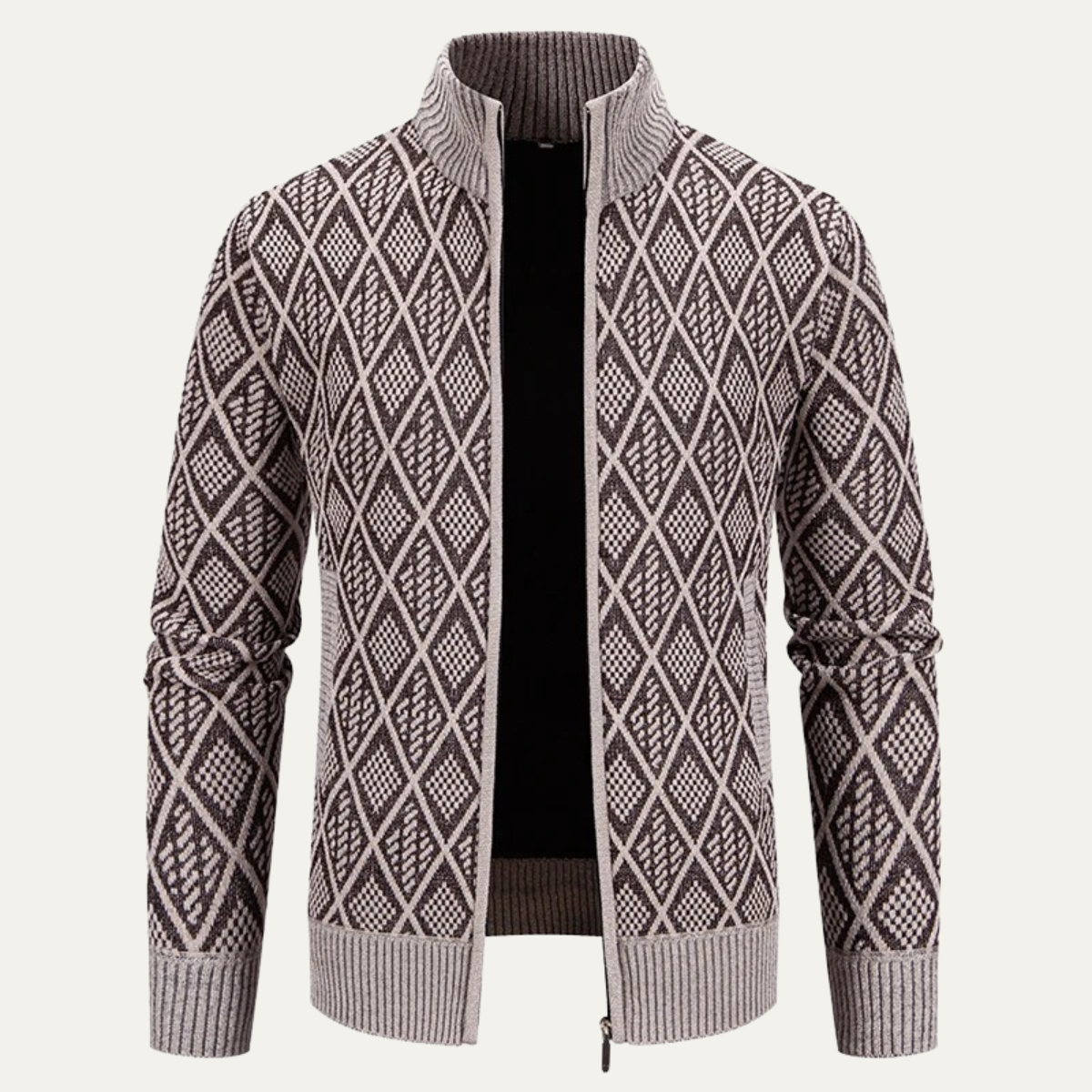 Men's Diamond Pattern Knit Jacket - Fashinoza