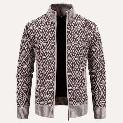 Men's Diamond Pattern Knit Jacket - Fashinoza