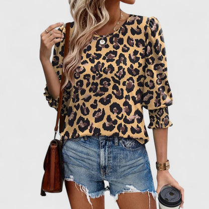 Women's Smocked Crew Neck 3/4 Sleeve