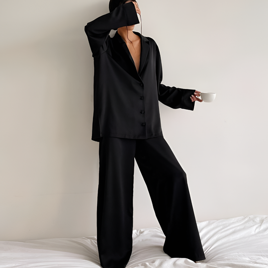 Women's Satin Loungewear Set - Fashinoza