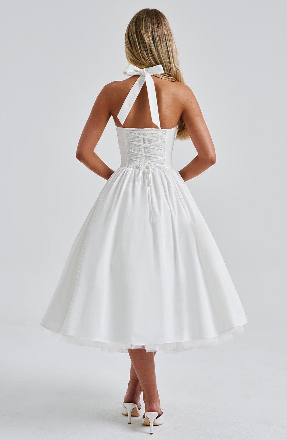 Women's Midi Dress Halter Neck Tulle Hemline