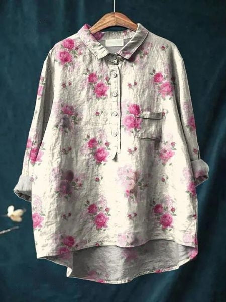 Maya | Women Floral Button Front Pocket Blouse